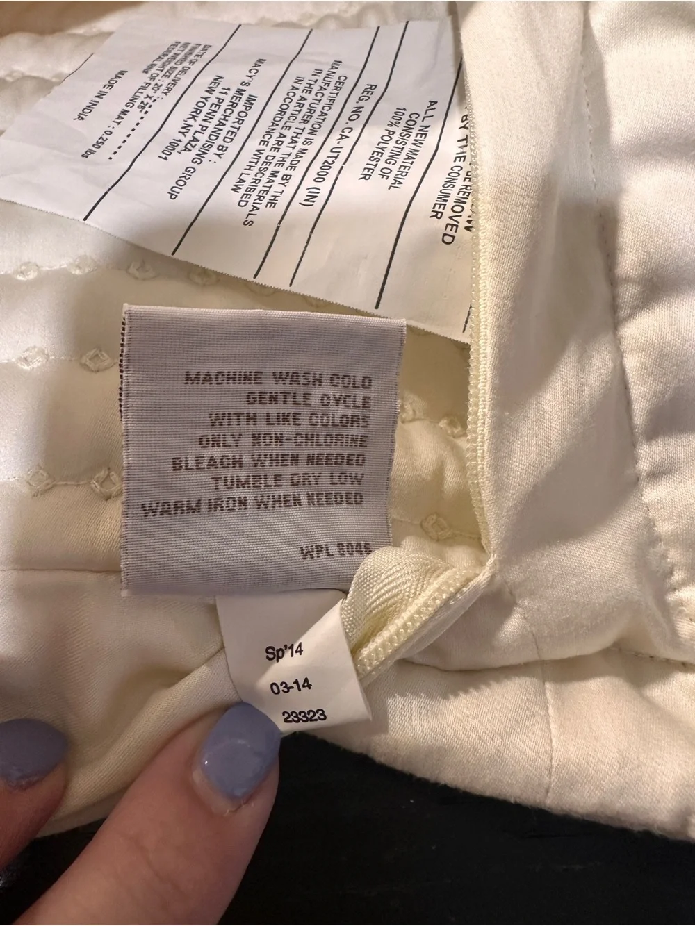 Macys Madison Park Collection white channel-stitched quilted pillow shams 20x28